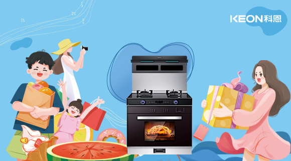 夏日聚餐，最怕“廚房桑拿”，科恩集成灶S400，一鍵智能蒸烤，美味即刻上桌！
