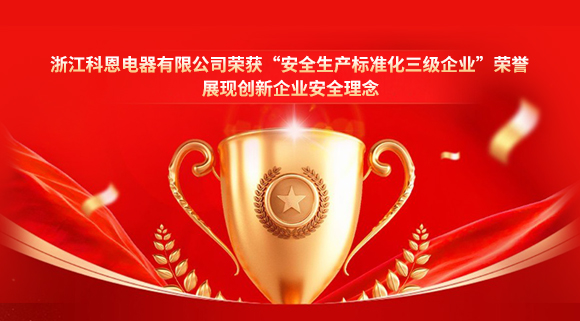 浙江科恩電器有限公司榮獲“安全生產標準化三級企業”榮譽，展現創新企業安全理念！